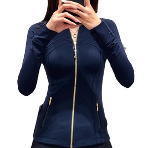 Veste <span class=keywords><strong>de</strong></span> sport sans couture en nylon et élasthanne à séchage rapide <span class=keywords><strong>pour</strong></span> <span class=keywords><strong>femme</strong></span>, col montant, fermeture éclair dorée, idéale <span class=keywords><strong>pour</strong></span> l'entraînement et le yoga - Product Image 5