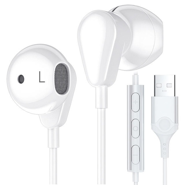 New Computer Earphone USB Wired Earbuds 2.3M USB Headset Gaming Headphones Connect With Mic and Volume Control
