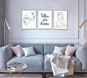 Ragazza moderna linea minimalista decorazione murale pittura arte astratta figura del corpo appeso pittura per la decorazione domestica - Product Image 2