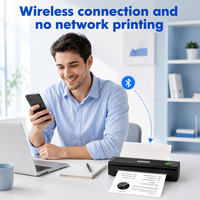 Printer Thermal Portabel A4 dengan Paket Kertas Thermal Tanpa Tinta Bluetooth Perlengkapan Habis Pakai Satu Paket untuk Bisnis
