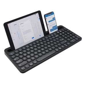 Tastiera Bluetooth senza fili teclado clavier Multi-Dispositivo Ricaricabile con Culla incorporata per Computer portatile Smartphone