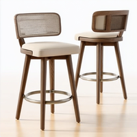 Fabricant de tabourets de bar de luxe meubles chaises hautes en bois massif sacs souples et rotin tissé avec dossier