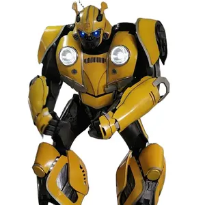 真人大小逼真黄色盔甲机器人套装服装