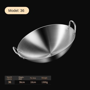 Vente d'usine - <span class=keywords><strong>Wok</strong></span> en <span class=keywords><strong>acier</strong></span> inoxydable pour cuisson à <span class=keywords><strong>induction</strong></span>, poêle à frire martelée à la main avec deux poignées - Product Image 3