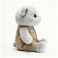 Ours en peluche gris en gros, personnalisés en forme d'animaux, jouets en peluche en vrac avec vêtements, ours en peluche personnalisés