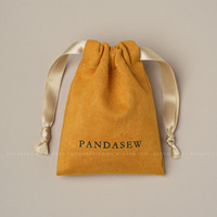 Pochette en suède marron personnalisable avec logo, réutilisable, pour cadeaux, sac à cordon, emballage en suède, vente en gros