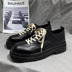 Botas de Trabajo de Cuero Genuino con Plataforma Gruesa 2026 para Hombre, Estilo Coreano, Diseño Único de Cordones, Zapatos Casuales de Moda para Hombre - Product Image 2