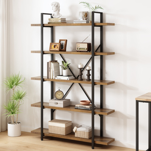 Grande Scaffale Rustico <span class=keywords><strong>in</strong></span> <span class=keywords><strong>Legno</strong></span> Massello di Cedro, Libreria Alta o Espositore <span class=keywords><strong>in</strong></span> Stile Vintage Industriale Moderno - Product Image 2