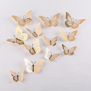 Adorno 3D de Mariposa de Papel Dorado de Gran Venta para Pastel, Suministros para Decoración de Tartas de Boda y San Valentín - Product Image 1