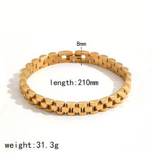 Nuevas pulseras gruesas nobles de moda para hombre, pulsera de reloj de moda de oro y plata, pareja de acero inoxidable, resistente al agua, joyería que no se decolora - Product Image 3