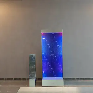 Large Acrylic Water Bubble Wall Fountain Luminous Home Decor Furniture with Glass Technique Floor and Wall Standing Pillar
