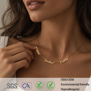 Collana Personalizzata con Nome in Acciaio Inossidabile Placcato Oro 18K per Compleanno, Uso Quotidiano, Gioielli Delicati all'Ingrosso per Regali da Donna - Product Image 1