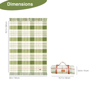 Tapete Impermeable para Exteriores de 150x200cm, Duradero, con Diseño a Cuadros en la Parte Superior y Revestimiento Impermeable en la Parte Inferior, Logotipo Personalizado con Correa de Cuero PU - Product Image 2
