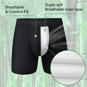 Custom Logo Waistband Bamboo Fiber <strong>Long</strong> Leg Men <strong>Boxer</strong> <strong>Briefs</strong> 3D Contour Pouch Anti Chafing US Sizes Underwear 3XL - Product Image 2