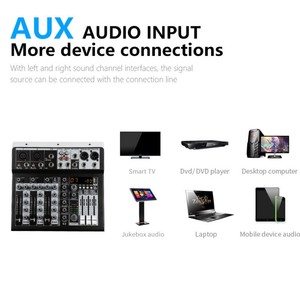 UX4 ระบบเสียง วิดีโอ และไฟมืออาชีพ คอนโซลมิกซ์เสียงดิจิตอลสเตอริโอ 4 แชนแนล ใช้สำหรับบันทึกเสียง ดีเจ ไลฟ์สดออนไลน์ คาราโอเกะ - Product Image 3