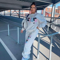Pantalon de survêtement épais avec logo 3D personnalisé Ensembles de haute qualité unisexe Sweat-shirt sérigraphié en soie Survêtement imprimé bouffant