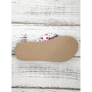 FOXA Women's Cherry Print Flip Flops Thick Sole <b>Flat</b> <b>Sandals</b> Summer Slides Anti-Slippery - Product Image 5