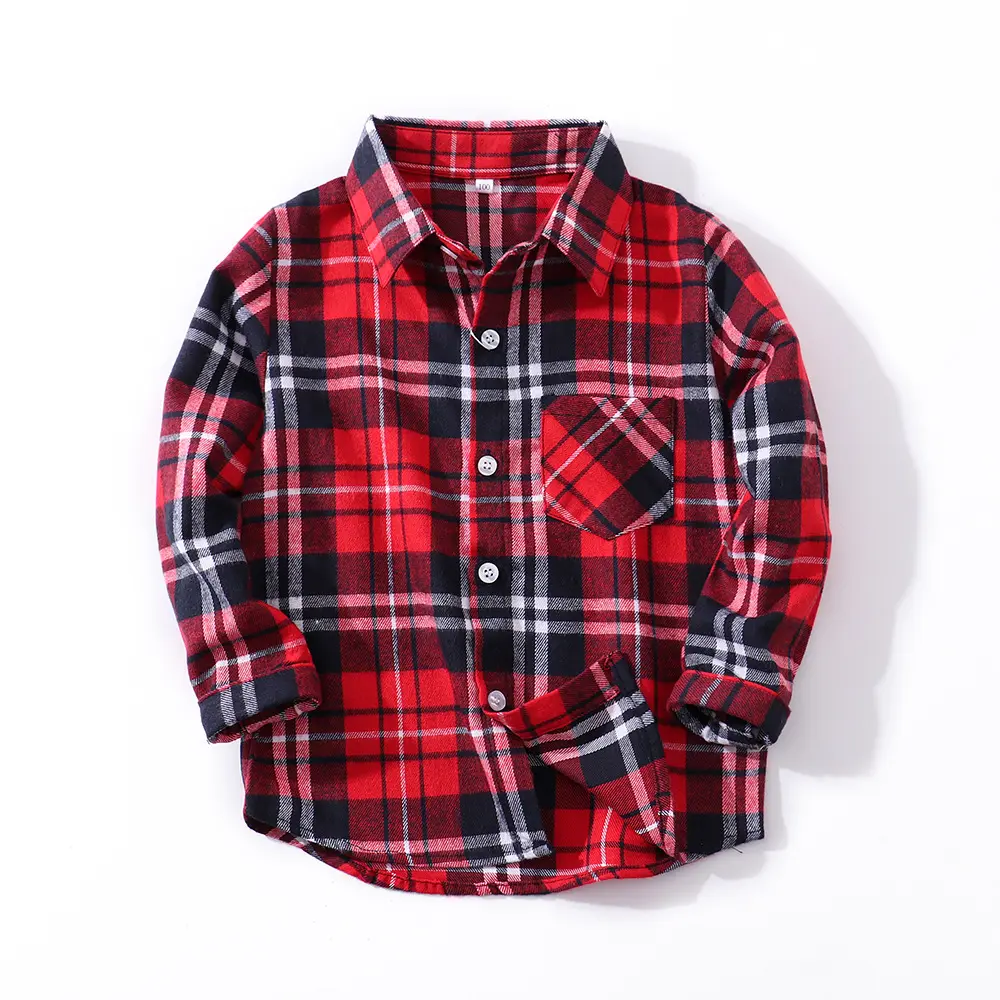Camisa xadrez de algodão puro casual coreana, roupas para meninos e crianças, outono, 2020