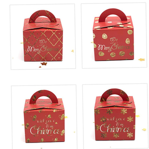8326 boîtes d'emballage de pomme rouge de forme carrée bon marché en gros avec poignées pour la veille de Noël facile à assembler boîtes de pomme de Noël - Product Image 3