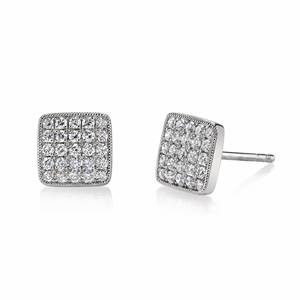 Orecchini a bottone quadrati minimalisti alla moda per donna, design scintillante intarsiato, gioielli trendy per tutti i giorni - Product Image 1