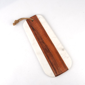Tabla de cortar de madera de acacia y mármol, rectangular, de 46x20x1.5 cm, de doble cara, multiusos, para el hogar. - Product Image 2