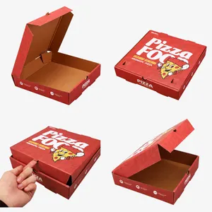 Çevre dostu özel Logo paket servisi olan restoran gıda teslim dondurulmuş Pizza kağıt kutuları oluklu mukavva 12 inç büyük Pizza ambalaj kutusu