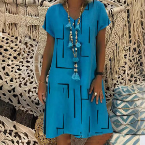 Robe à col en V imprimée <span class=keywords><strong>Vova</strong></span> <span class=keywords><strong>grande</strong></span> <span class=keywords><strong>taille</strong></span> pour femmes, vente chaude - Product Image 3