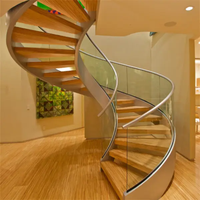Escalier d'intérieur incurvé moderne de haute qualité Escalier intérieur en colimaçon en verre feuilleté avec garde-corps en verre