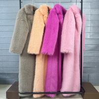 Femmes Dames Épais Chaud Hiver Long Fuzzy Fluffy Solid Hot Pink Blue Green White Faux Fur Coat Purple Black Fur Jacket Overcoat