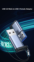 Câble adaptateur usb 3.0 vers USB C otg en alliage d'aluminium avec sangle de chargement et transfert de données pour smartphone et tablette