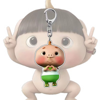 Porte-clés en acrylique abstrait de dessin animé, cochon mignon avec expression amusante, décoration de sac, cadeau pour amis