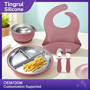 Plato de Acero Inoxidable 304 de Grado Alimenticio para Niños, Apto para Lavavajillas, <span class=keywords><strong>Vajilla</strong></span> <span class=keywords><strong>Infantil</strong></span> con Plato de Succión de Silicona para la Hora de Comer de los Niños - Product Image 5