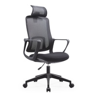 Chaise d'appoint en tissu de couleur noire Fauteuil pivotant à base inclinable doux avec chaise de bureau pour appuie-tête
