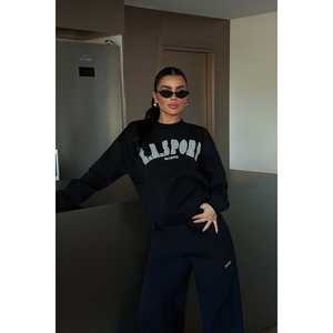 Conjunto Deportivo de Nylon Negro Easport, Cómodo para Correr, Diseño Personalizado con Logotipo, Transpirable, con Capucha, Invierno, 2 Piezas, Pedido Mínimo - Product Image 3