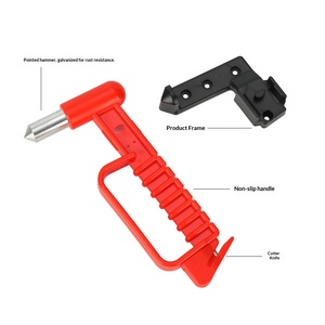 Marteau de sécurité multifonctionnel spécial pour échapper à la vie, briser le verre, sécurité incendie, rouge noir, acier au carbone, brise-vitre d'urgence pour voiture, bus - Product Image 5
