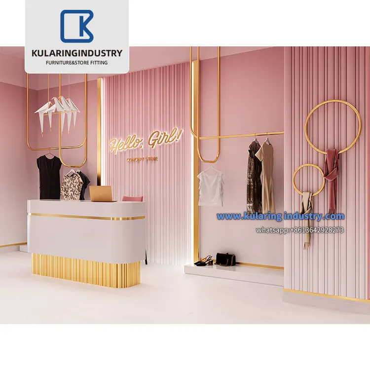 Best Quality Lady Women Store Furniture For Clothes Store, Shelves Displays Clothes Retail Store Design decoration