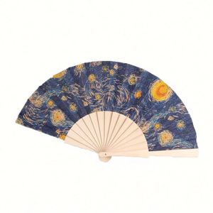 Abanico Artesanal de Bambú Personalizado con Flores y Pintura Estilo Japandi para Regalo de Boda o Decoración del Hogar - Product Image 2