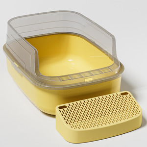 Extra <b>Large</b> Semi Enclosed Litter <b>Box</b> With High Railing For Cats Open Design Rectangle Shape Manual Operation Cat Supplies - Product Image 1