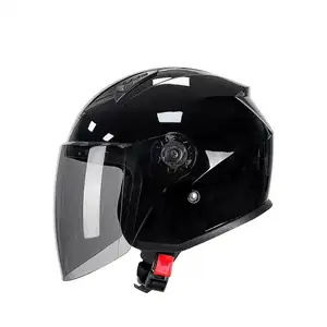 Helm berkendara sepeda motor dengan Visor, aksesori motor sepeda motor helm setengah wajah helm halmet sepeda motor