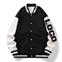 Veste universitaire Letterman de baseball vintage à manches en cuir brodées d'un patch en chenille à chaîne personnalisée OEM pour hommes