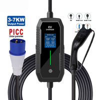 Câble de charge mobile WICEN certifié CE TUV IP65 V-0 ignifuge avec écran LCD, 5 mètres, 32A 7kW Type 2, chargeur EV portable