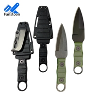 Couteau droit compact haute dureté pour l'extérieur, couteau tactique de survie portable pour le camping, couteau à lame fixe multifonctionnel de type anneau