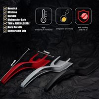 Spatule multifonctionnelle en silicone pour les œufs frits Double Spatule à pince 2 en 1 Spatule à poignée Flip Tongs Pelle Spatule de cuisine