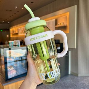 Biểu Tượng Tùy Chỉnh Nhựa Tumbler Với Nắp Và Rơm Cốc Xách Tay Với Xử Lý Ice Cream Mùa Hè Chai Nước - Product Image 3