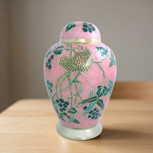 Urne funéraire en laiton pour cendres, souvenir de crémation, décorative florale moderne, vase commémoratif pour animaux de compagnie, artisanat indien, 200 cm³ - Product Image 1