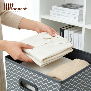 Cajas de tela plegables de 30 cm con asas de plástico, organizadores resistentes para armario y habitación infantil. - Product Image 4