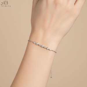 เครื่องประดับคุณภาพสูงขายส่ง สร้อยข้อมือทองคำขาว 18K แท้ ประดับเพชรแท้ธรรมชาติ สร้อยข้อมือปรับขนาดได้สำหรับผู้หญิง สวมใส่ได้ทุกวัน - Product Image 5