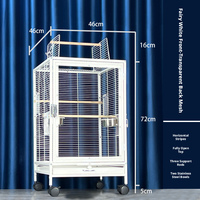 Grande cage à oiseaux carrée simple et solide en fer et plastique, avec vue panoramique et design à fil horizontal pour