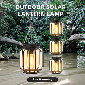 Modern IP65 Outdoor Waterproof <b>Hanging</b> <b>Solar</b> <b>Lantern</b> Lamp Iron Body LED Bulb Garden Lights for Patio Tree Decoration - Product Image 3