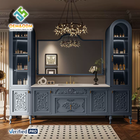 Ensemble de meuble-lavabo mural moderne en bois massif avec évier en cuivre, écologique, avec robinet, pour chambre, maison, bar, hôpital (OEM)